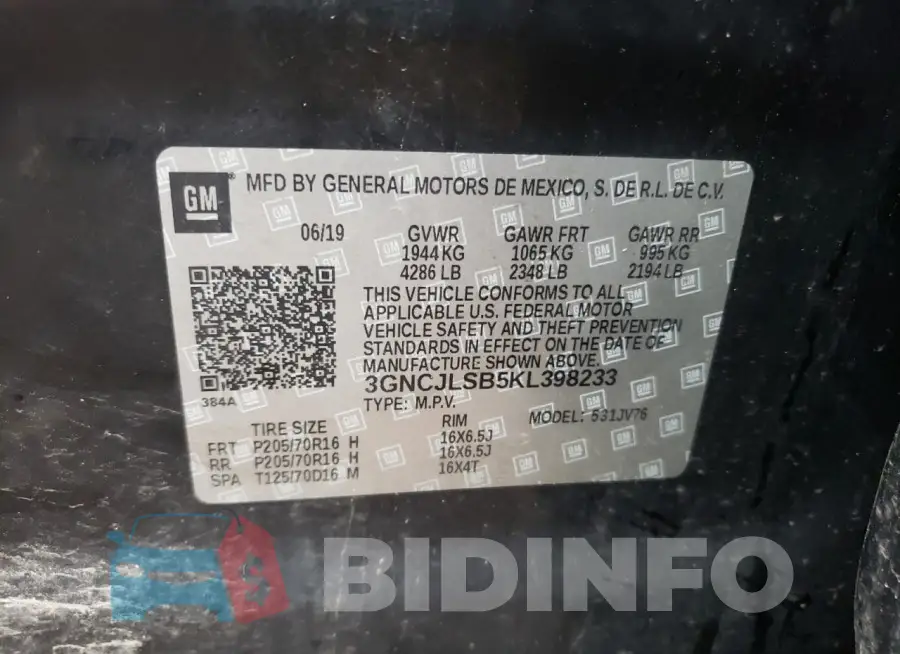 3GNCJLSB5KL398233 Photo# 13