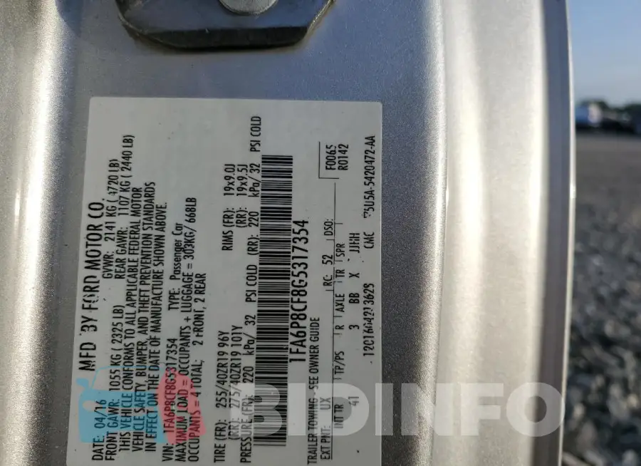 1FA6P8CF8G5317354 Photo# 12