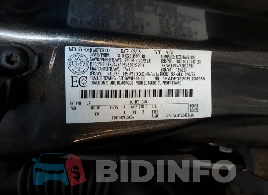 1FADP3E20FL235956 Photo# 12