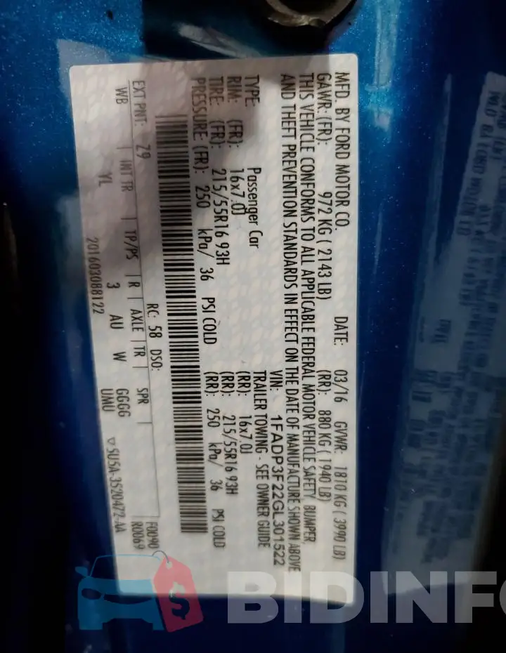 1FADP3F22GL301522 Photo# 12