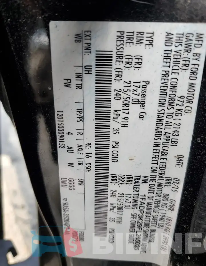 1FADP3K29FL265025 Photo# 12