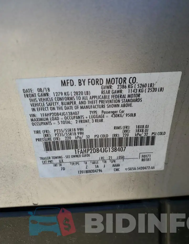 1FAHP2D84JG138407 Photo# 12