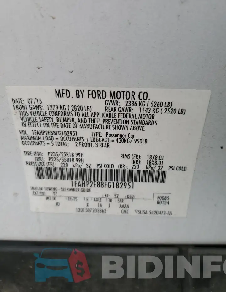 1FAHP2E88FG182951 Photo# 12