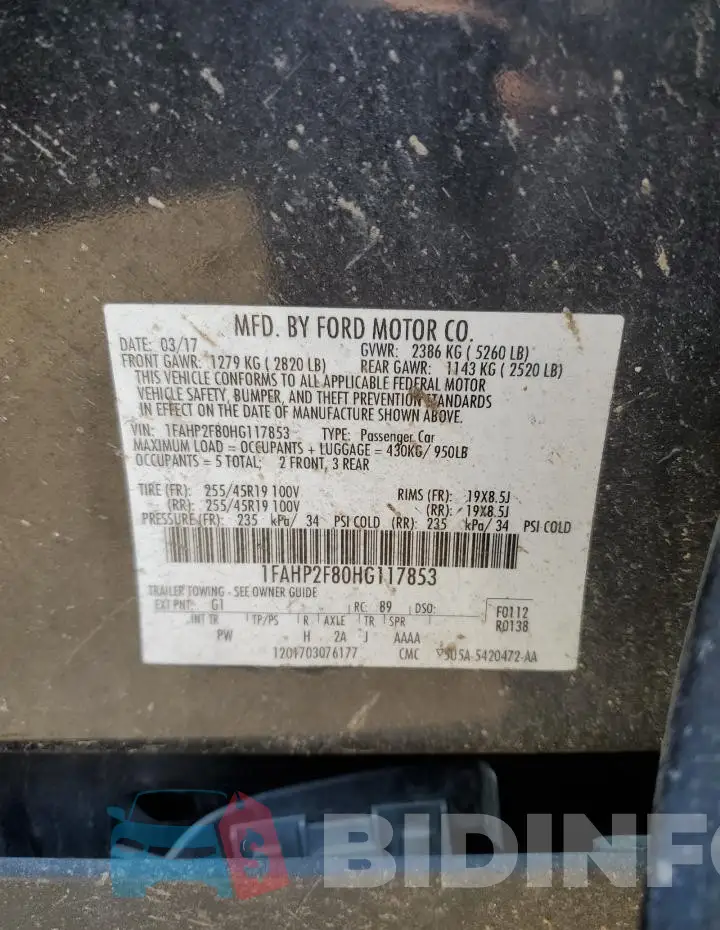 1FAHP2F80HG117853 Photo# 13