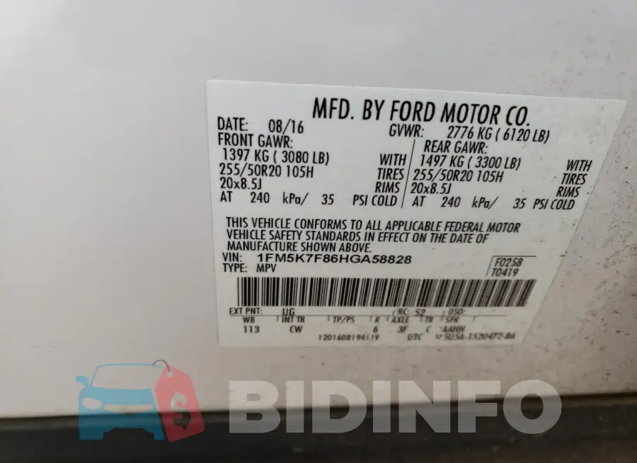 1FM5K7F86HGA58828 Photo# 14