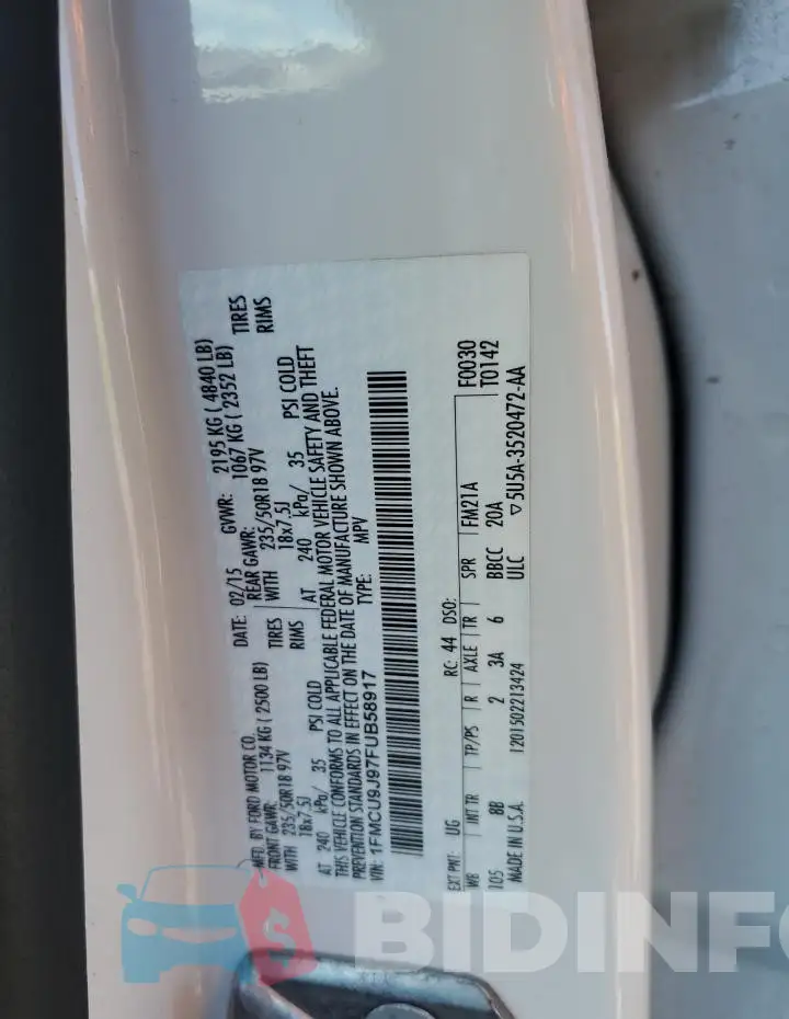 1FMCU9J97FUB58917 Photo# 13