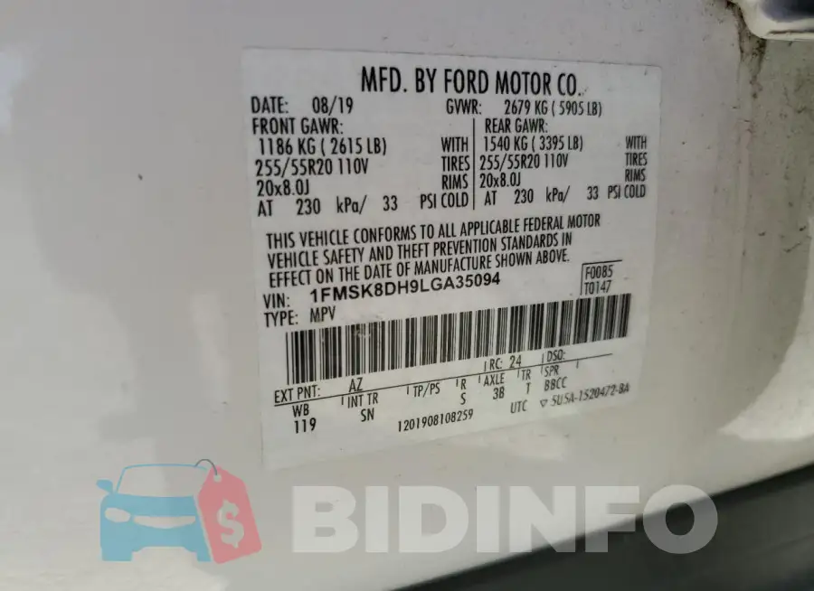 1FMSK8DH9LGA35094 Photo# 14