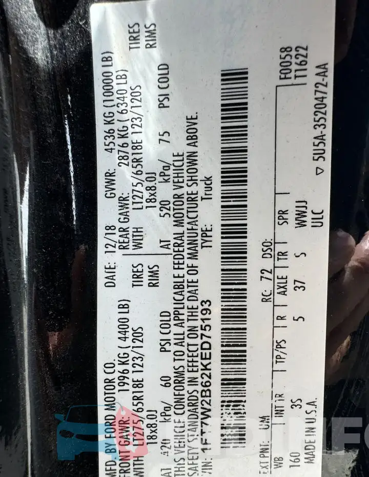 1FT7W2B62KED75193 Photo# 10