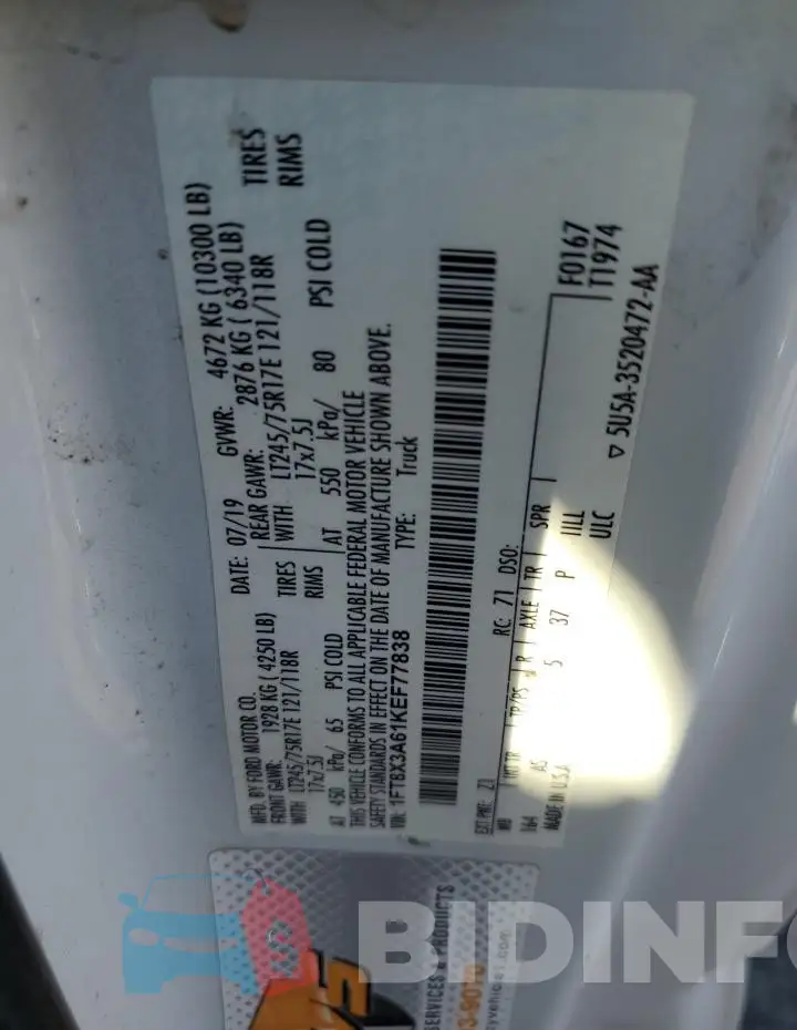 1FT8X3A61KEF77838 Photo# 13