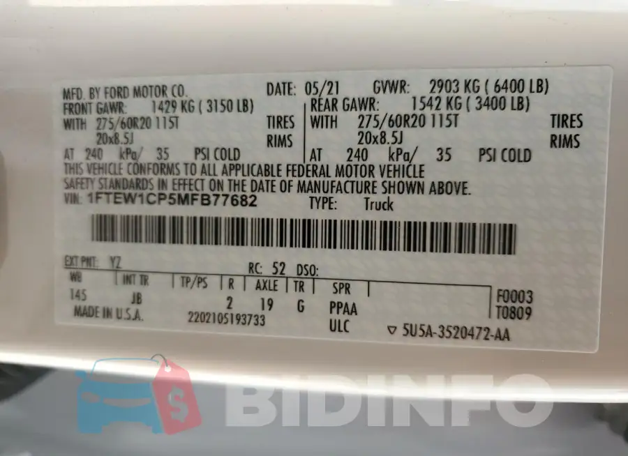 1FTEW1CP5MFB77682 Photo# 13