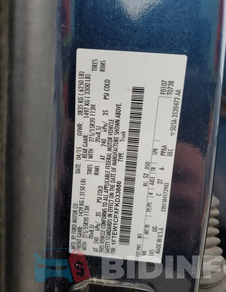 1FTEW1CPXFKD33886 Photo# 12