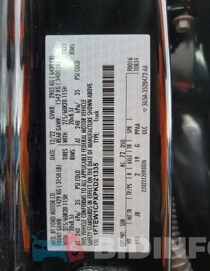 1FTEW1CPXPKD21335 Photo# 12