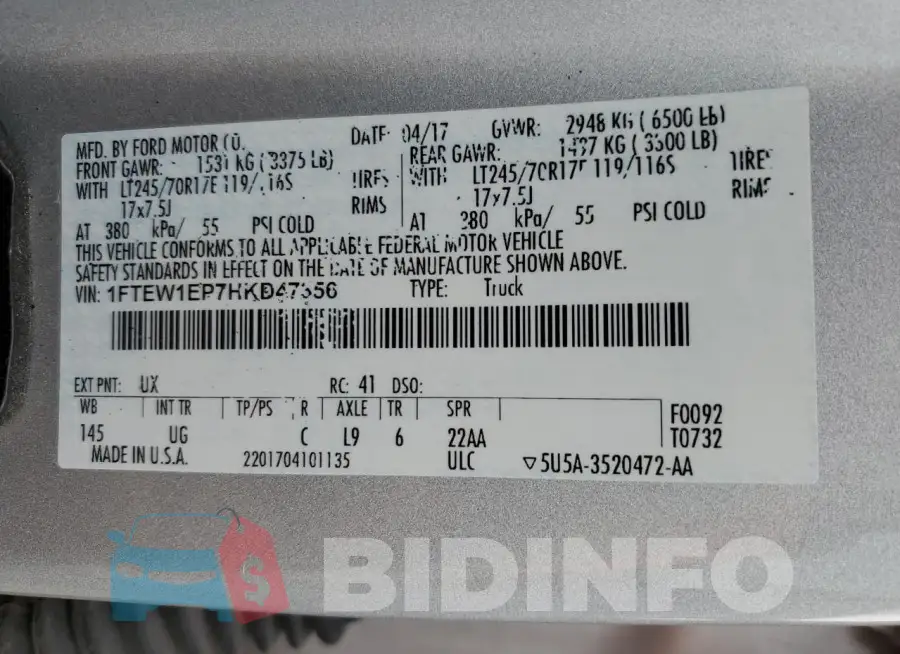1FTEW1EP7HKD47356 Photo# 12