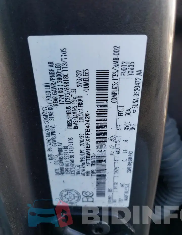 1FTFW1EFXFFB43426 Photo# 12