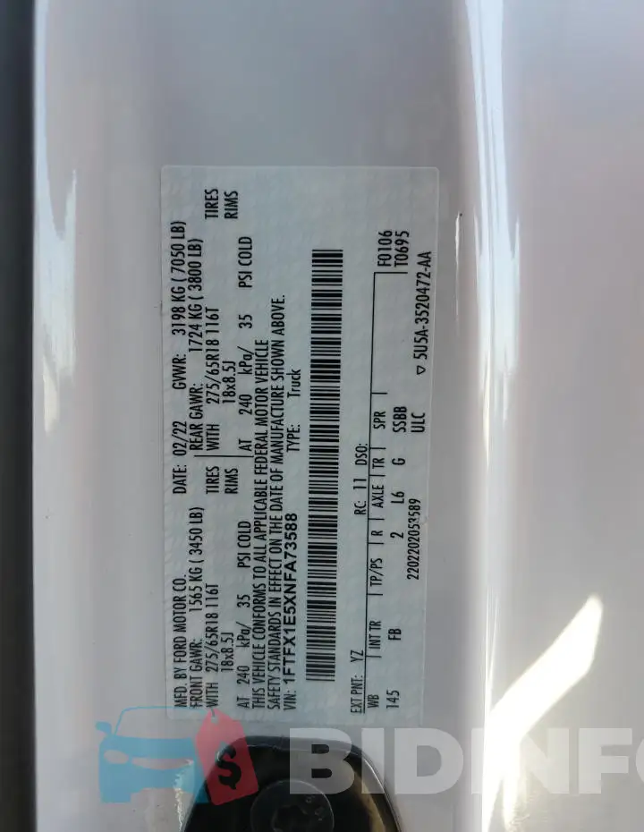 1FTFX1E5XNFA73588 Photo# 12