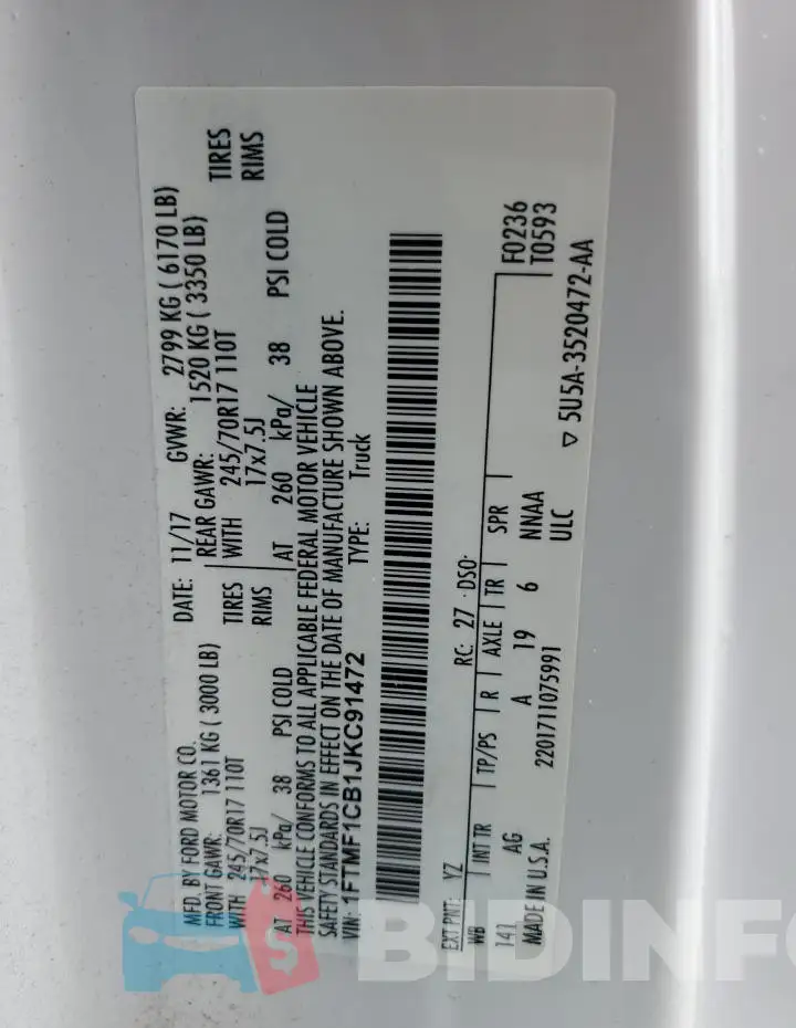 1FTMF1CB1JKC91472 Photo# 12