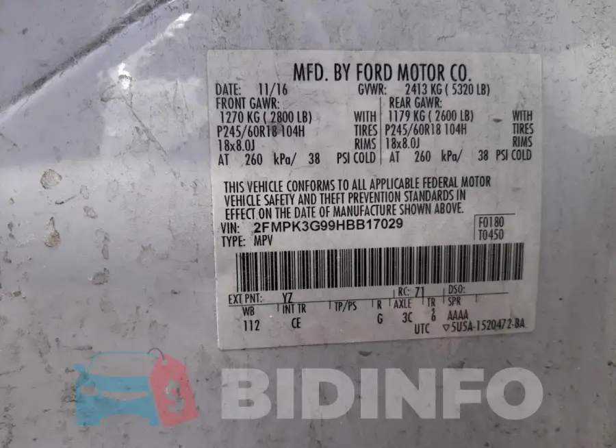 2FMPK3G99HBB17029 Photo# 12