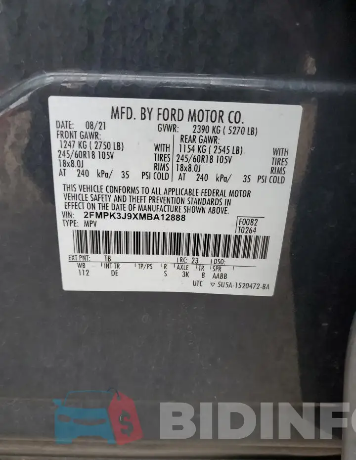 2FMPK3J9XMBA12888 Photo# 14