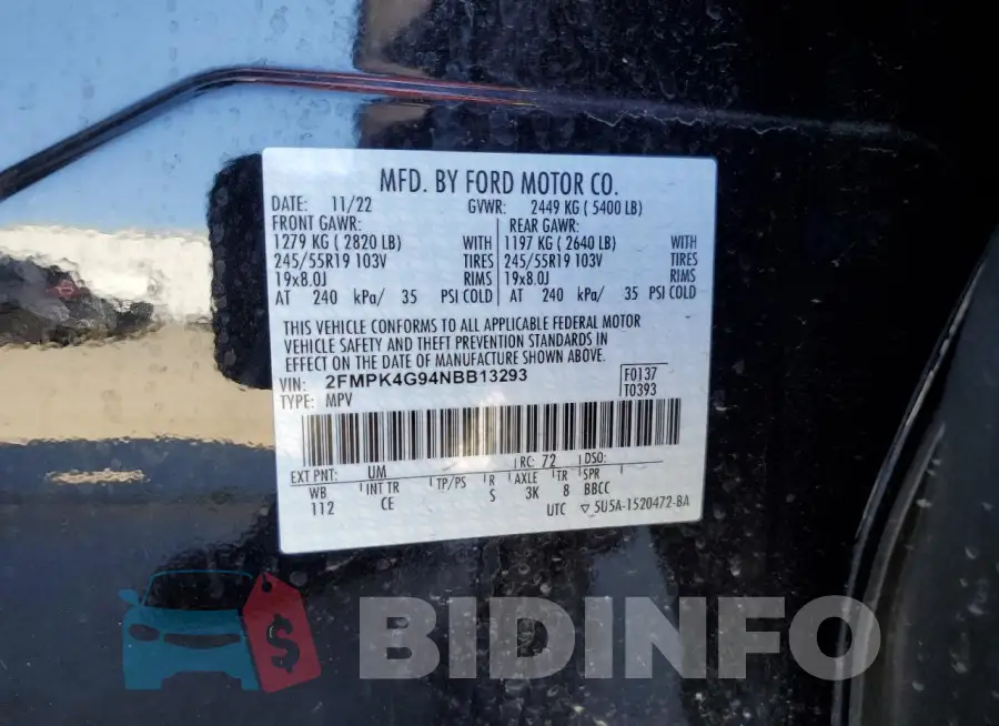 2FMPK4G94NBB13293 Photo# 13