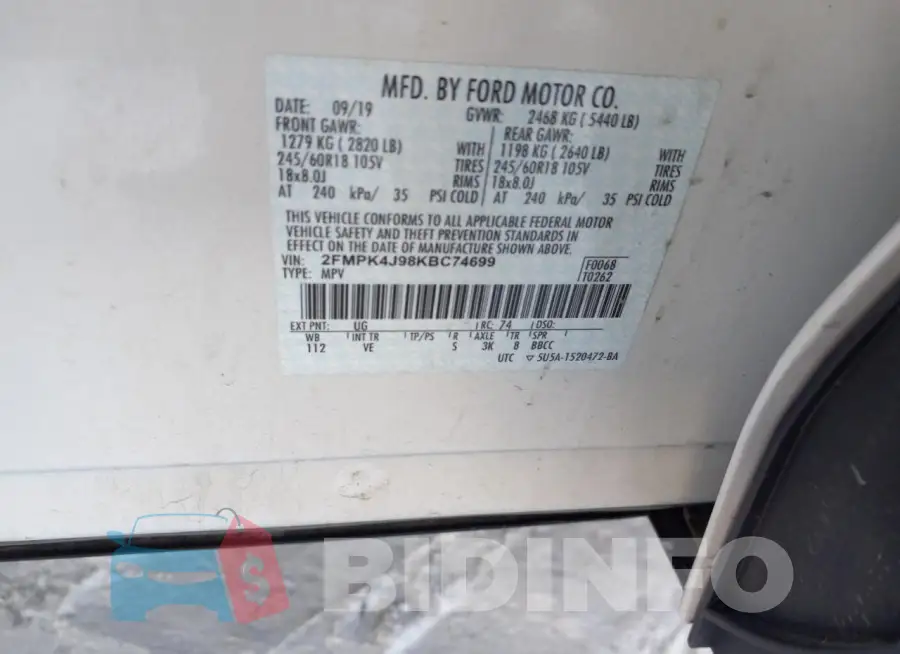 2FMPK4J98KBC74699 Photo# 13