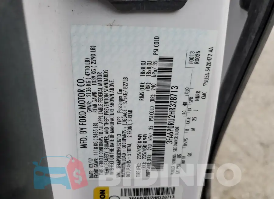 3FA6P0RU2HR328713 Photo# 12