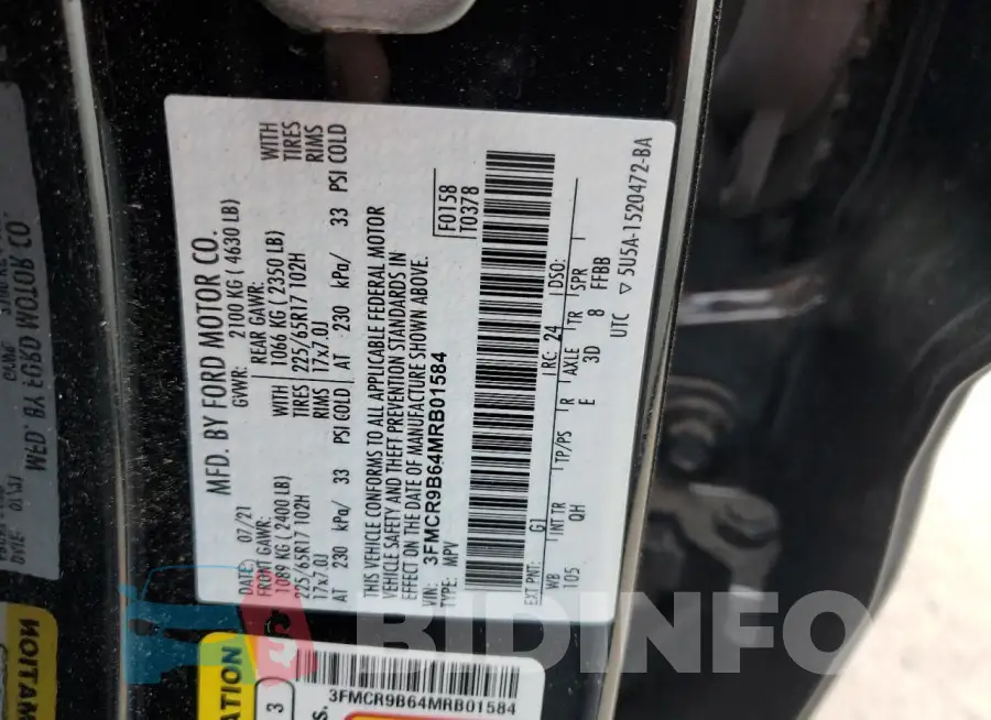 3FMCR9B64MRB01584 Photo# 14