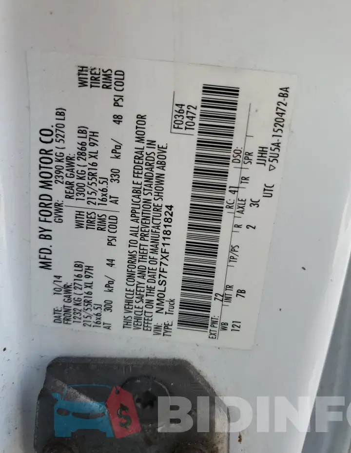 NM0LS7F7XF1181824 Photo# 13
