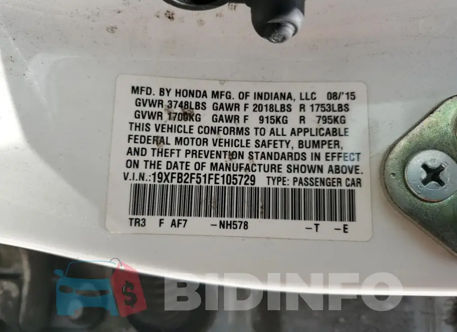 19XFB2F51FE105729 Photo# 13
