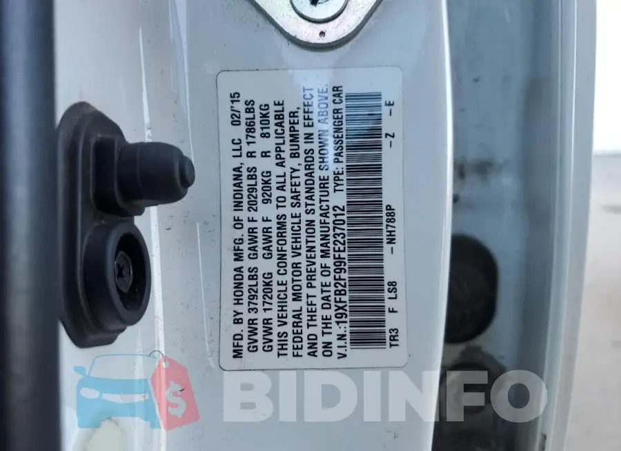 19XFB2F99FE237012 Photo# 12