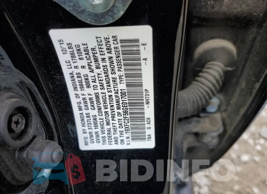19XFC2F56GE017001 Photo# 12