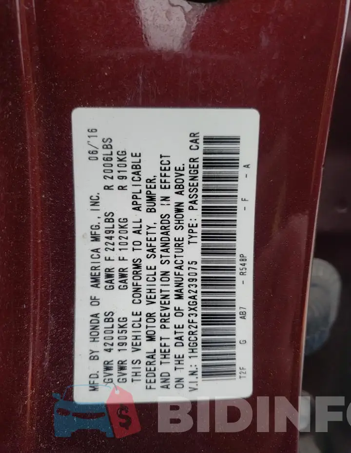 1HGCR2F3XGA239075 Photo# 12