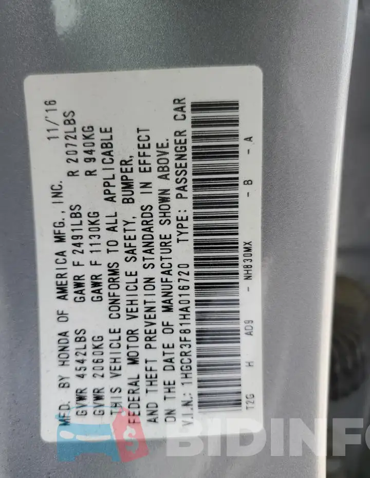 1HGCR3F81HA016720 Photo# 12