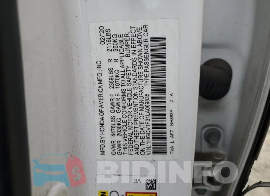 1HGCV1F31LA069835 Photo# 12