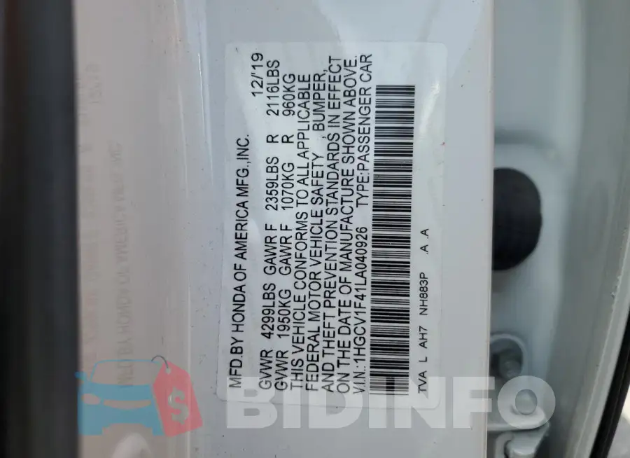 1HGCV1F41LA040926 Photo# 12