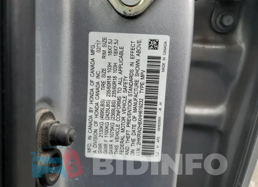 2HKRW2H8XHH619232 Photo# 13