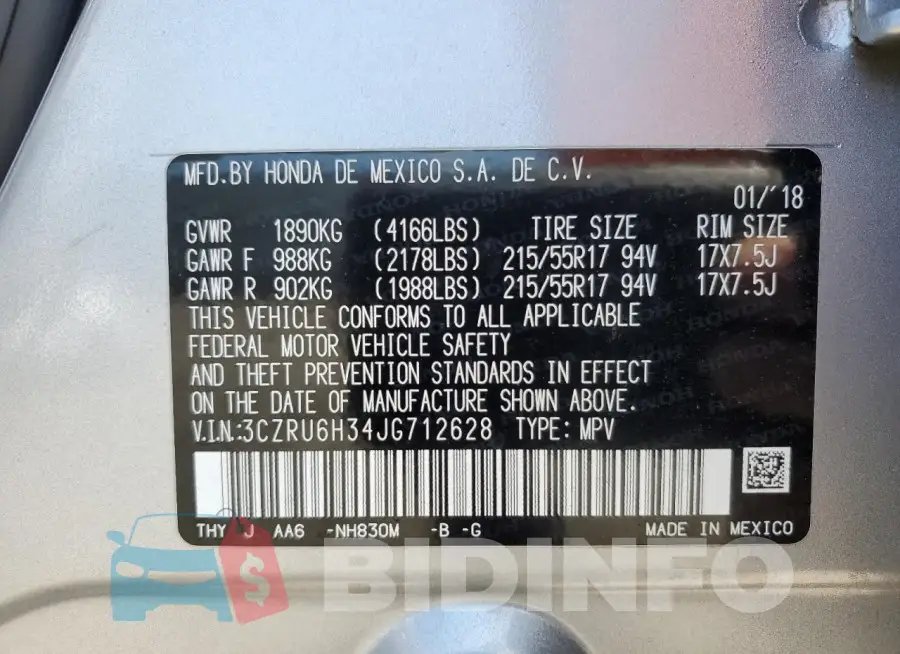 3CZRU6H34JG712628 Photo# 14