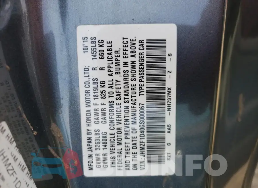 JHMZF1D40GS000067 Photo# 12