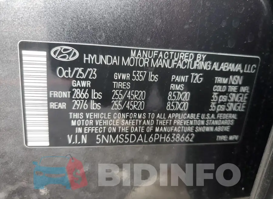 5NMS5DAL6PH638662 Photo# 13