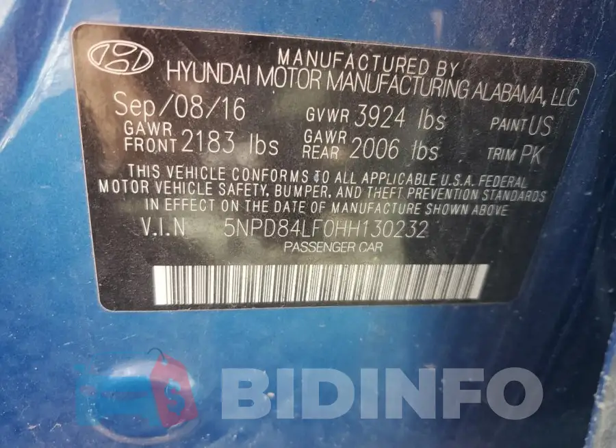 5NPD84LF0HH130232 Photo# 12