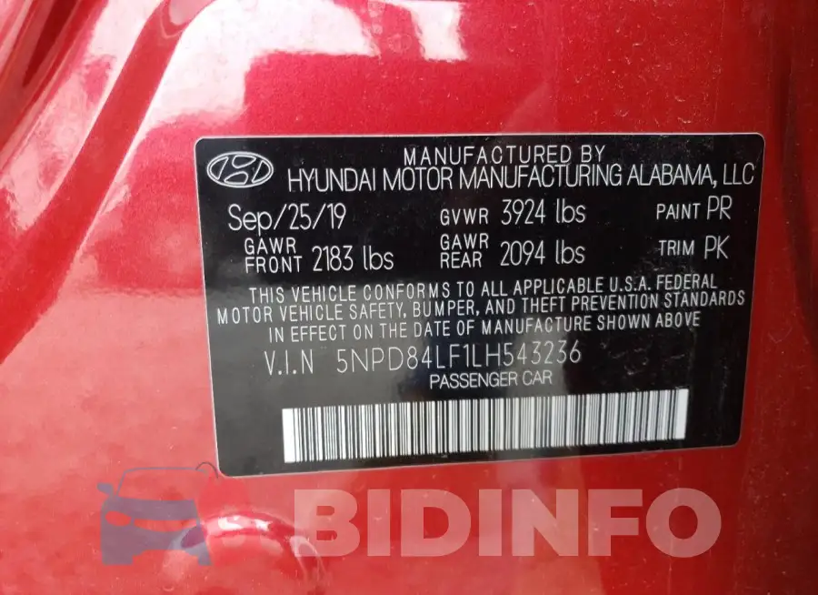5NPD84LF1LH543236 Photo# 12