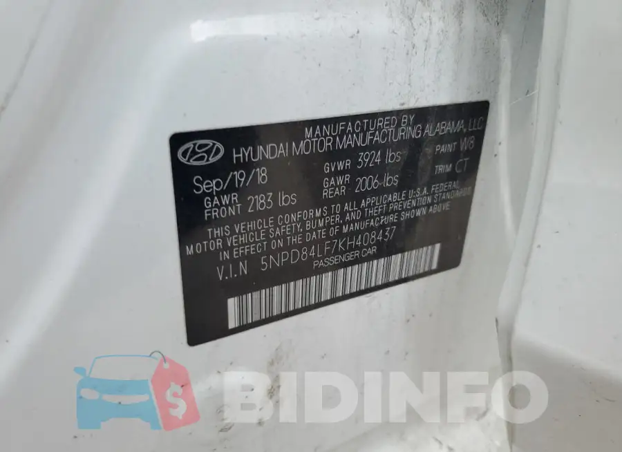 5NPD84LF7KH408437 Photo# 12