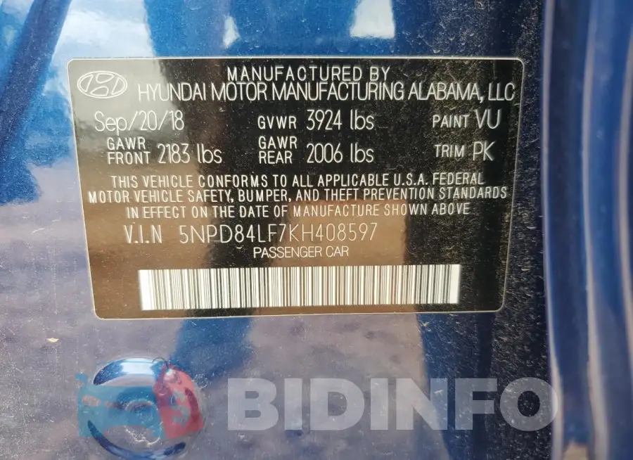 5NPD84LF7KH408597 Photo# 12