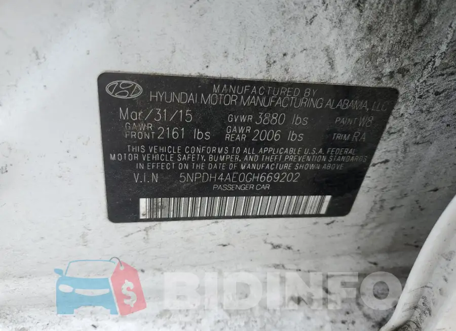 5NPDH4AE0GH669202 Photo# 12