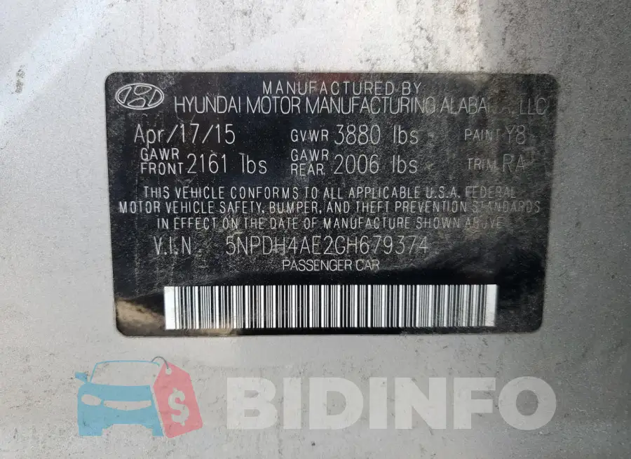 5NPDH4AE2GH679374 Photo# 13