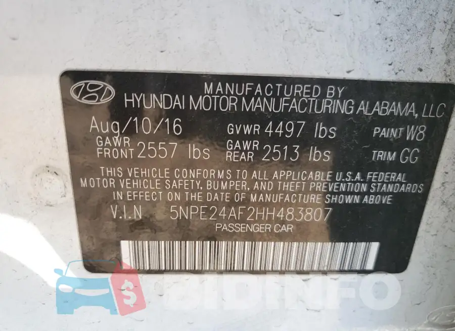 5NPE24AF2HH483807 Photo# 12