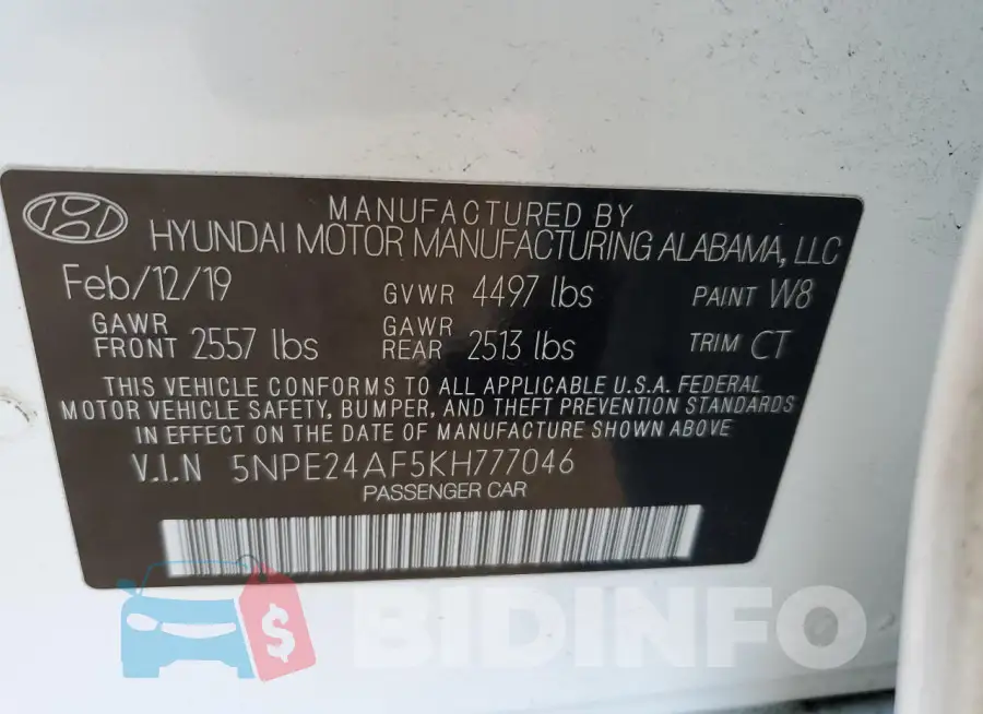 5NPE24AF5KH777046 Photo# 12