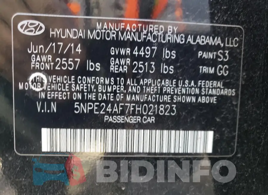 5NPE24AF7FH021823 Photo# 12
