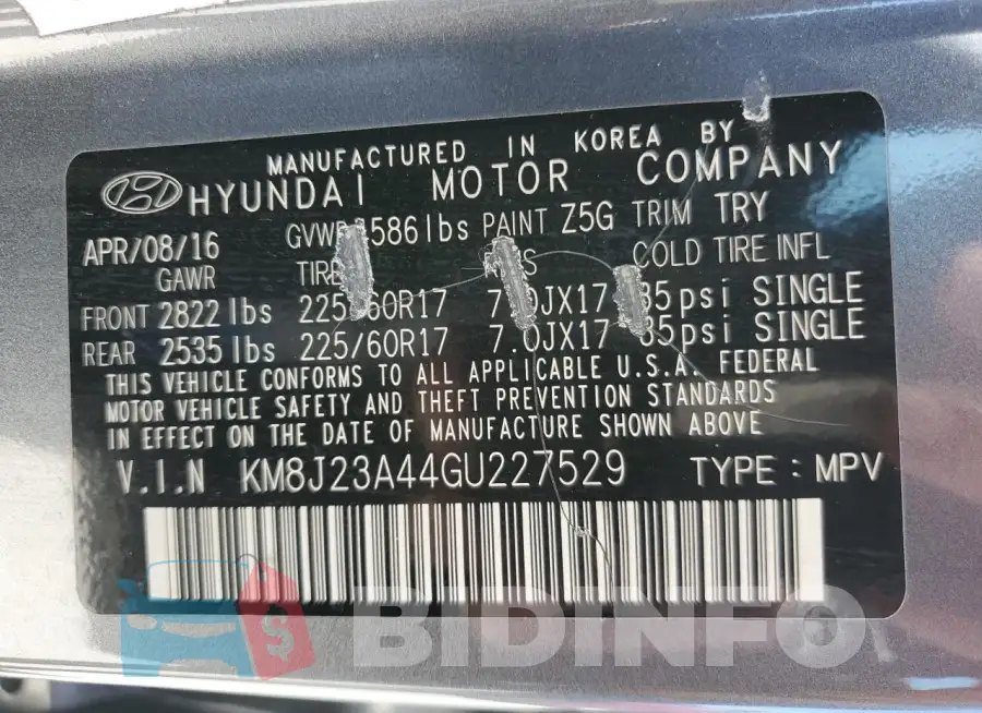 KM8J23A44GU227529 Photo# 13