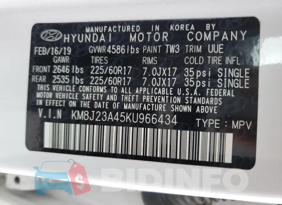 KM8J23A45KU966434 Photo# 12