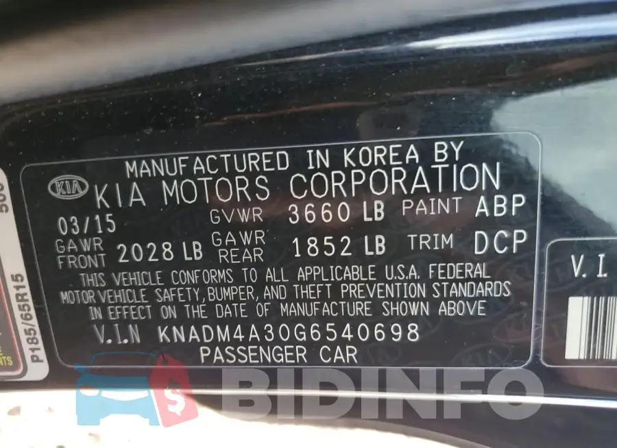 KNADM4A30G6540698 Photo# 12